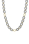LAGOS MERIDIAN 18K GOLD AND BLACK CERAMIC LINK LONG NECKLACE,04-10487-CB36