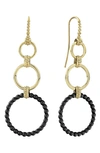 LAGOS MERIDIAN THREE 18K GOLD AND CERAMIC CIRCLE DROP EARRINGS,01-11040-CB