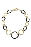 LAGOS GOLD & BLACK CAVIAR CIRCLE LINK BRACELET,05-10340-CB7