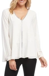 Karen Kane Sparkle Long Sleeve Top In Cream