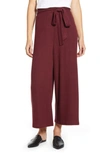 Bobeau Doris Knit Crop Pants In Burgundy