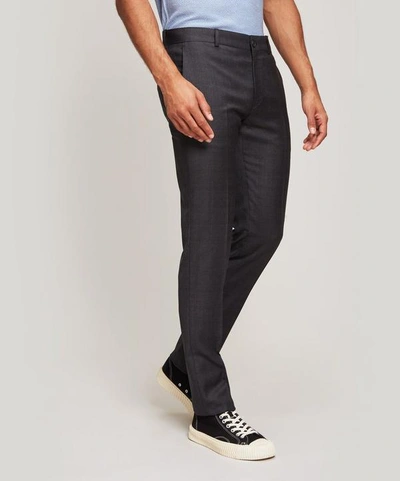 Balenciaga Tailored Light Checked Wool Trousers In Grey