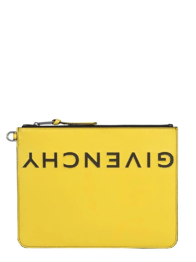 Givenchy Clutch With Rough Logo In Yellow