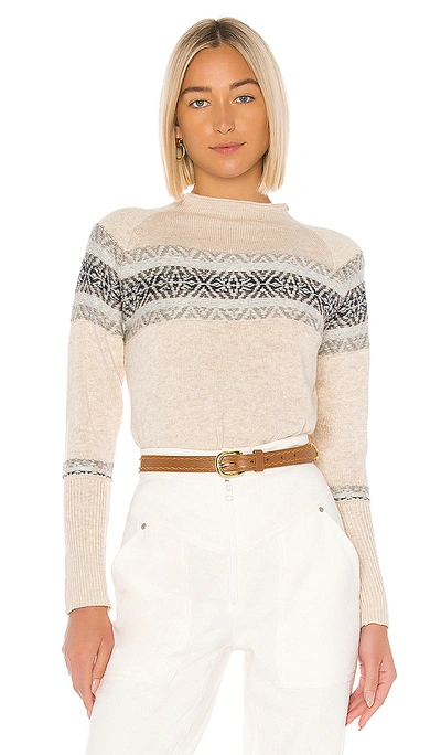 Chaser Fair Isle Mock Neck Pullover Jumper In Natural