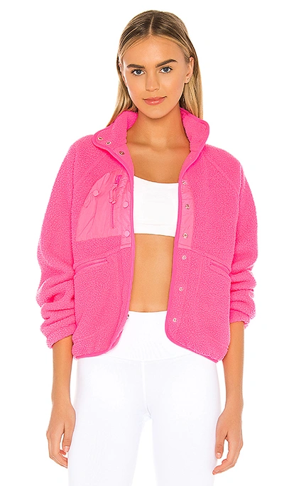 Free People Fp Movement Hit The Slopes Fleece Jacket In Tropical Pink
