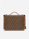FENDI LEATHER AND CANVAS FF LOGO TRAVEL SUITCASE