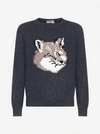 MAISON KITSUNÉ FOX HEAD INTARSIA WOOL SWEATER