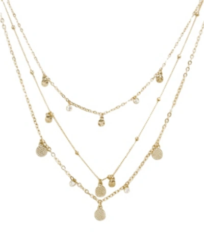 Ettika Crystal Detailed Triple Layer Necklace In Gold