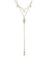 Ettika Carmine Layered Crystal Lariat Necklace In Gold