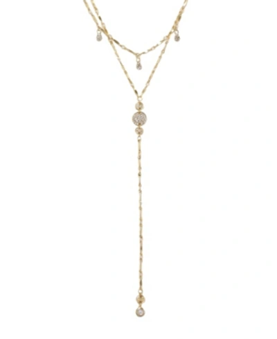ETTIKA CARMINE LAYERED CRYSTAL LARIAT NECKLACE