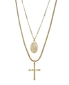 Ettika Like A Prayer Layered Cross And Coin Necklace In Gold