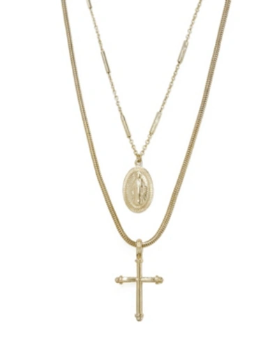 ETTIKA LIKE A PRAYER LAYERED CROSS AND COIN NECKLACE