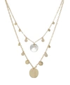 Ettika Pacific Princess Layered Shell Disc Necklace Set In White