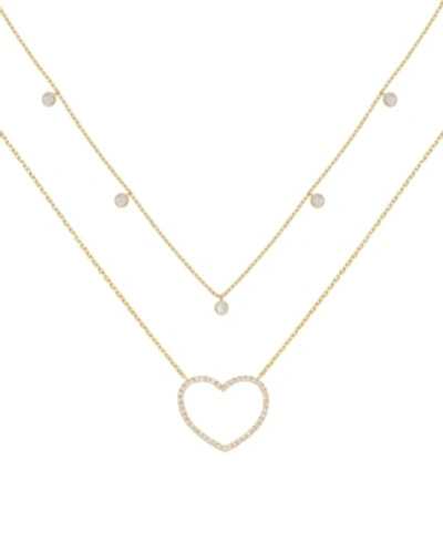 Ettika Crystal Heart Drop Layered Necklace, Set Of 2 In Gold