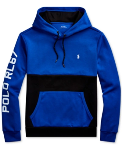 Polo Ralph Lauren Men's Double-knit Hoodie Sweatshirt In Blue Multi
