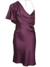 Cushnie Open-back Draped Silk-satin Mini Dress In Purple