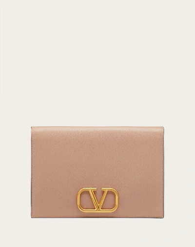 Valentino Garavani Vlogo Signature Grainy Calfskin Pouch In Skin Color