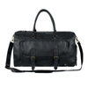 MAHI LEATHER Black Leather Overnight Bag With Shoe Compartment