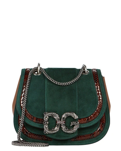 Dolce & Gabbana Suede & Python Saddle Bag