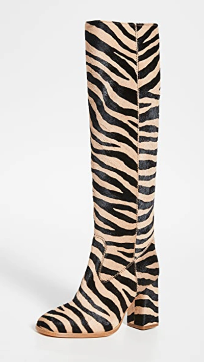 Maryam Nassir Zadeh 85mm Roma Tall Zebra Print Ponyskin Boot