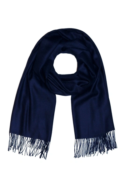 Amicale Tissue Weight Fringe Scarf In 410navy