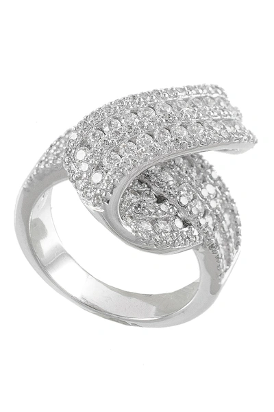 Cz By Kenneth Jay Lane Pave Cz North South Bow Ring In Clear-silver