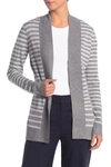 Cyrus Cozy Striped Open Front Cardigan In Grey Combo