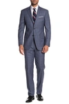 HART SCHAFFNER MARX Light Blue Check Two Button Notch Lapel Wool Classic Fit Suit