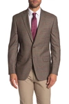 HART SCHAFFNER MARX Brown Plaid Two Button Notch Lapel Wool Blend Suit Separates Jacket