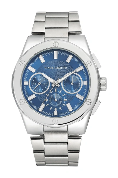 Vince Camuto Men's Zone Bracelet Watch, 45mm In Blue Silvertone