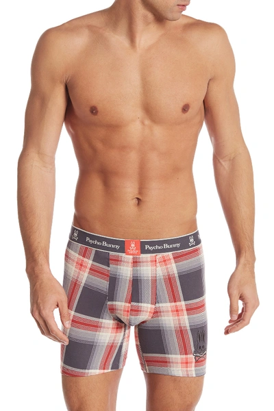 Psycho Bunny Knit Boxer Briefs In Alloy/red Plaid
