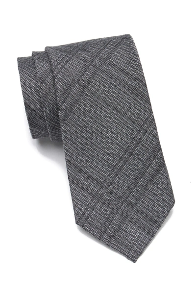 Calvin Klein Melange Plaid Woven Tie In Grey