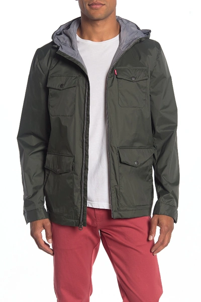 Levi's Nylon 4 Pocket Rain Jacket In Army Green