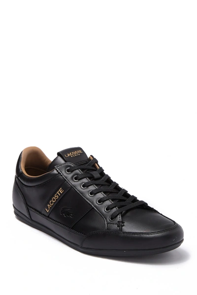 Lacoste Chaymon Leather Sneaker In Black/black
