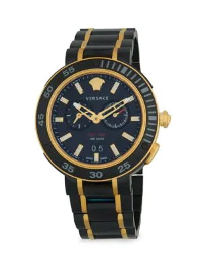 Versace Two-tone Stainless Steel Bracelet Watch In Black