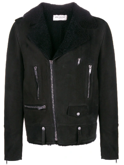 Saint Laurent Montone Jacket With Shearling In Black