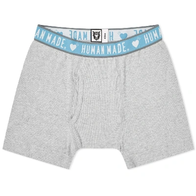 Human Made Ribbed Mélange Cotton Boxer Briefs In Grey
