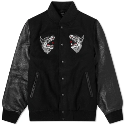 Raised By Wolves Souvenir Redux Varsity Jacket In Black