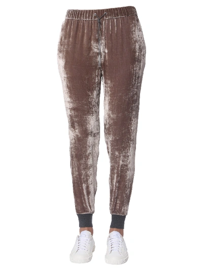 Fabiana Filippi Knitted Cuffs Velvet Trousers In Brown