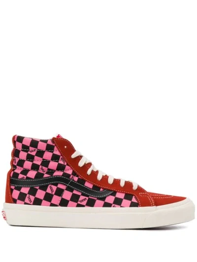 Vans Multicoloured Sk8 Check High Top Sneakers In Red