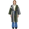 M MISSONI M MISSONI NAVY AND GREEN WOOL STRIPED COAT