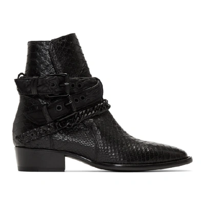 Amiri Croc-effect Ankle Boots In Black