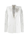 Alexander Mcqueen Lace Details Single-breasted Blazer In White