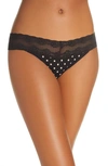 Natori Bliss Perfection Thong In Black Polka Dot Print