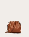 VALENTINO GARAVANI VALENTINO GARAVANI SMALL ROCKSTUD GRAINY CALFSKIN BUCKET BAG