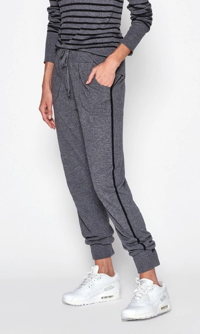 Equipment Elsie Striped Track Trouser In Mid Grey/true Black