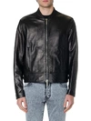 Dsquared2 Black Biker Jacket With Mandarin Collar And Waist Straps In Leather Man In Black