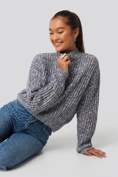Na-kd Multi Color Wide Rib Knitted Sweater - Blue