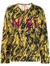 N°21 ANIMAL PRINT LOGO SWEATSHIRT