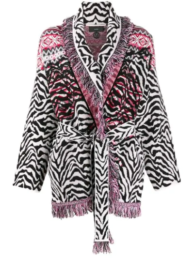 Alanui Animalier Lapponia Fair Isle Cardigan In Pink